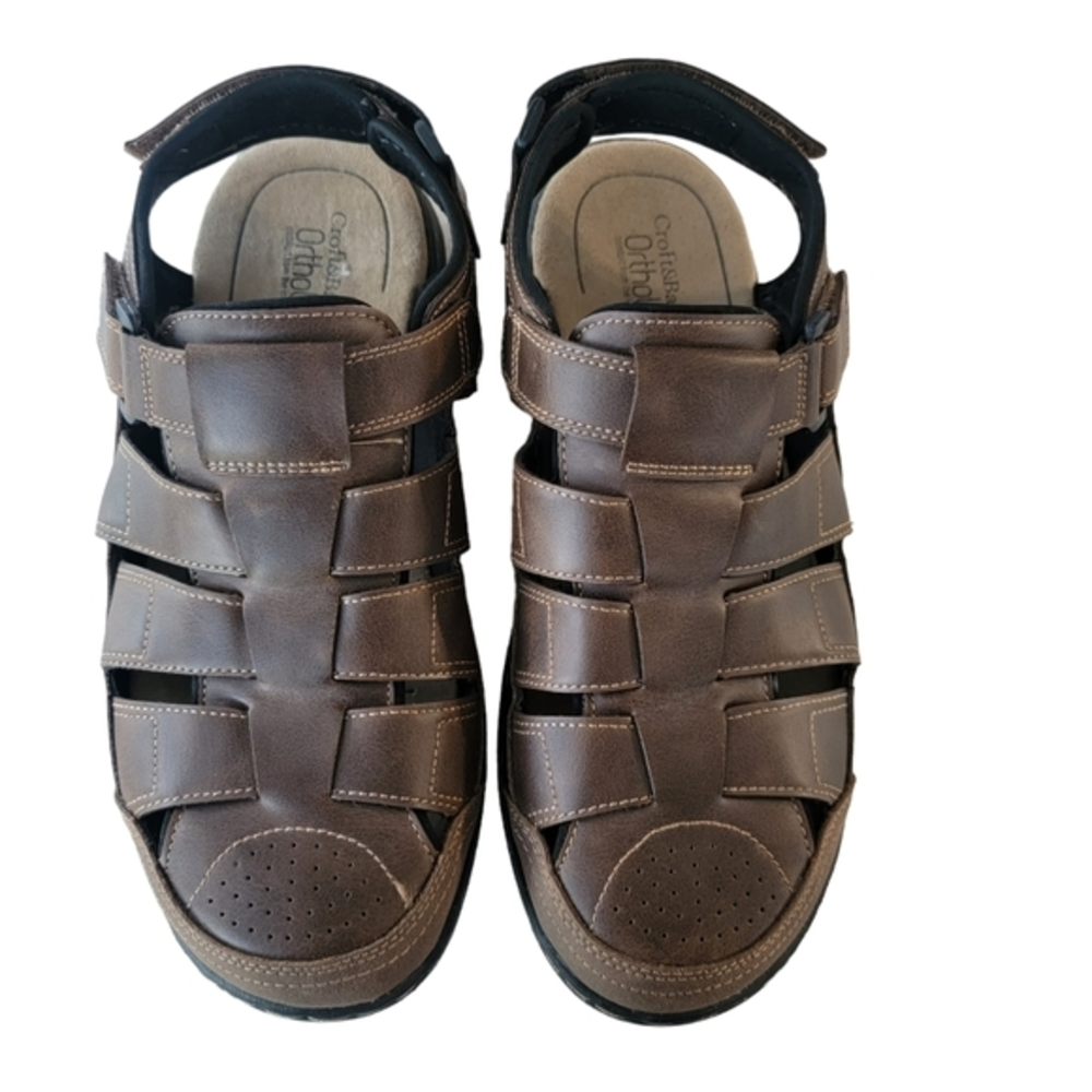 Craft & Barrow Ortholite men's comfort brown sandals adjustable size 12 M